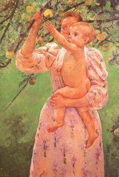 瑪麗 史帝文森 卡薩特 寶貝摘蘋果